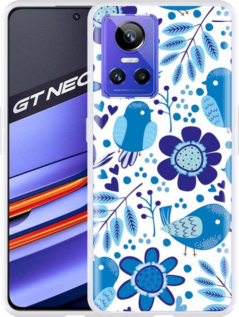 Realme GT Neo 3 Hoesje Blue Bird And Flowers Designed By Cazy Bol