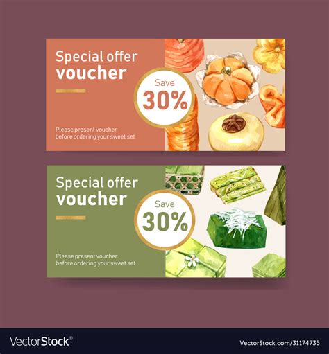 Thai Sweet Voucher Design With Pudding Layered Vector Image