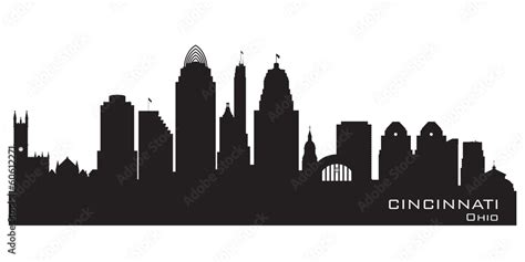 Cincinnati Ohio city skyline vector silhouette Stock Vector | Adobe Stock