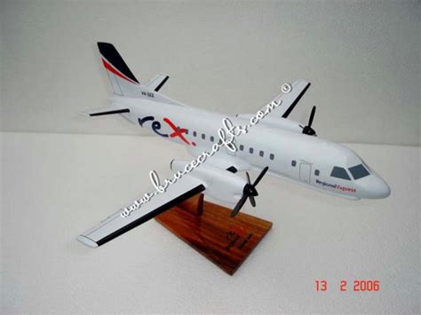 Saab 340 Rex Airlines Mahogany Wooden Aircraft Models Boat And Ship