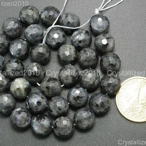 Faceted Natural Larvikite Labradorite Gemstones Round Ball Etsy