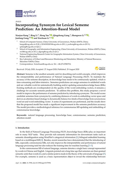 Pdf Incorporating Synonym For Lexical Sememe Prediction An Attention