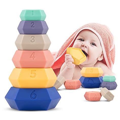 Siizuoo Stacks Of Pentagon Stacking Ring Silicone Soft Teething Toy