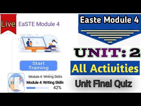 EaSTE Module 4 Unit 2 Quiz Answers Complete Activities QAED