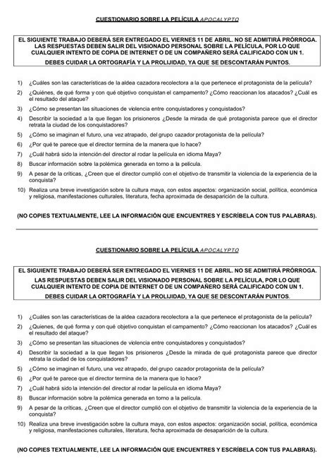 PDF CUESTIONARIO SOBRE LA PELÍCULA APOCALYPTO DOKUMEN TIPS