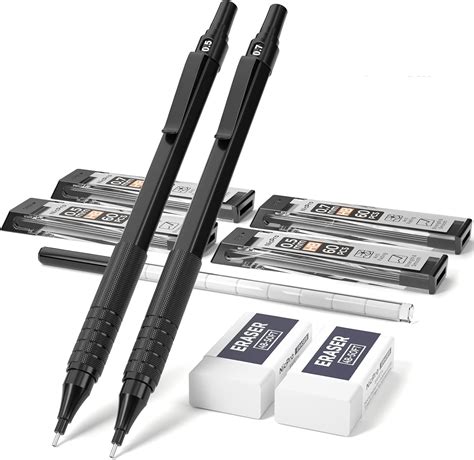 Nicpro Black Mechanical Pencils Mm Mm Metal Lead Pencil Set