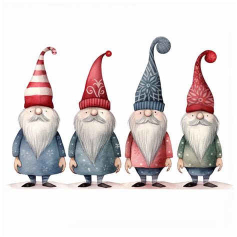 Premium Photo Three Gnomes With Hats And Long Beards Are Standing In