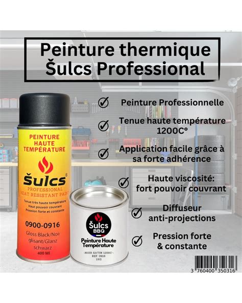 Peinture haute température Noir satin 1200C professionnelle pour