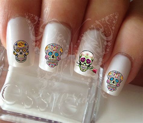 Sugar Skulls Nail Art Nail Water Decals Transfers Set Etsy