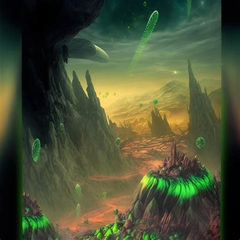 Premium AI Image | green alien planet landscape psychedelic concept art