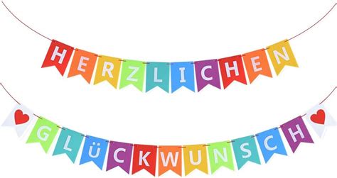 Vinfutur German Herzlichen Gl Ckwunsch Banner Congratulation Felt