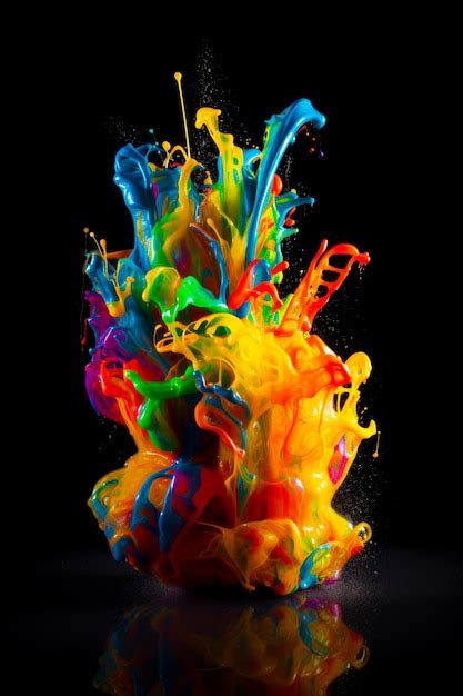 Premium Ai Image Multicolored Liquid Splashing In The Air On Black