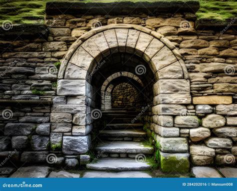 Old Stone Wall In The City Ai Generated Stock Illustration