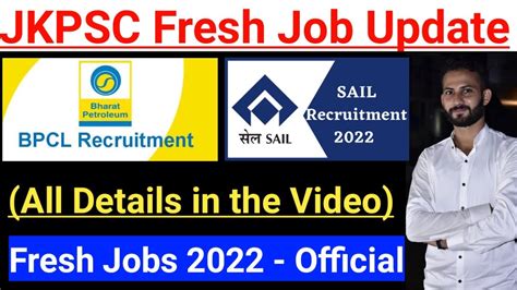 Jkpsc Fresh Job Update Bpcl Jobs Sail Recruitment