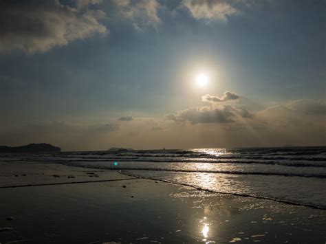 Bildet Strand Hav Kyst Sand Horisont Lett Sky Himmel Sol