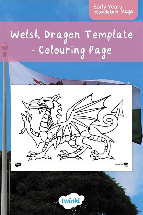 Welsh Dragon Template Colouring Page Welsh Dragon Early Years