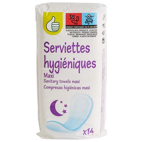 POUCE Serviettes hygiéniques nuit sans ailettes maxi 14 serviettes pas