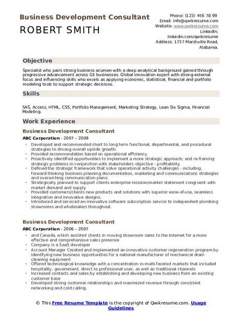 Business Development Consultant Resume Samples Qwikresume