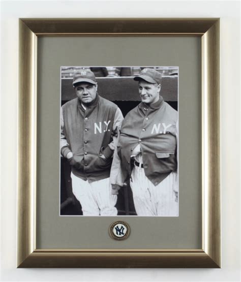 Babe Ruth And Lou Gehrig Yankees 13x16 Custom Framed Photo Display With 1927 Yankees Pin