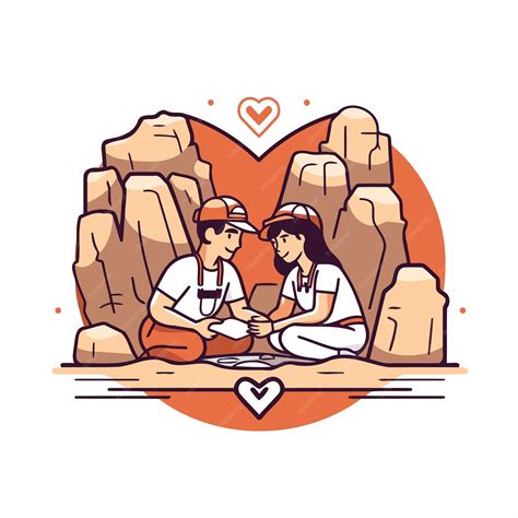 Premium Vector Couple In Love Sitting On The Rocks And Drinking