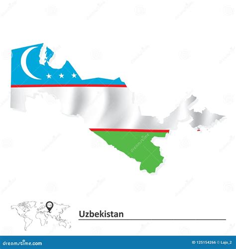 Map of Uzbekistan with Flag Stock Vector - Illustration of green, coat ...