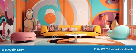 Interior Design Of Pop Art Style Colorful Living Room Created With