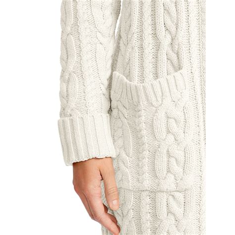 Ralph Lauren Cable Knit Cotton Cardigan In Natural Lyst