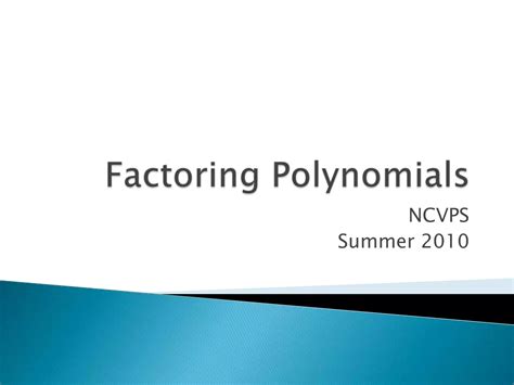 Factoring Polynomials Ppt