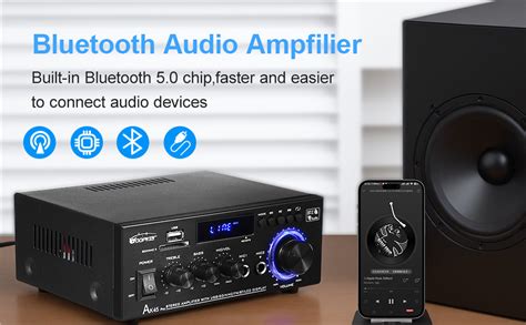 Woopker Verstärker mit Bluetooth 5 0 35WX2 HiFi Stereo Mini Audio