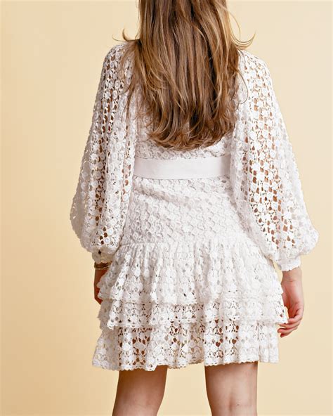 ByTiMo Lace Crochet Mini Dress White