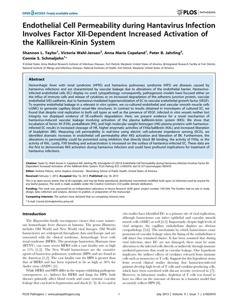 Pdf Endothelial Cell Permeability During Hantavirus Infection