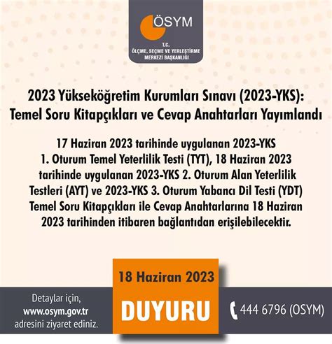 YKS cevap anahtarı burada 2023 TYT ve AYT soruları ve cevapları PDF