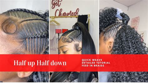 How To Half Up Half Down W Feed In Braids Youtube