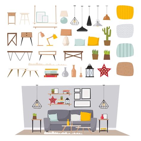 Premium Vector Furniture Interior And Home Decor Concept Icon Set