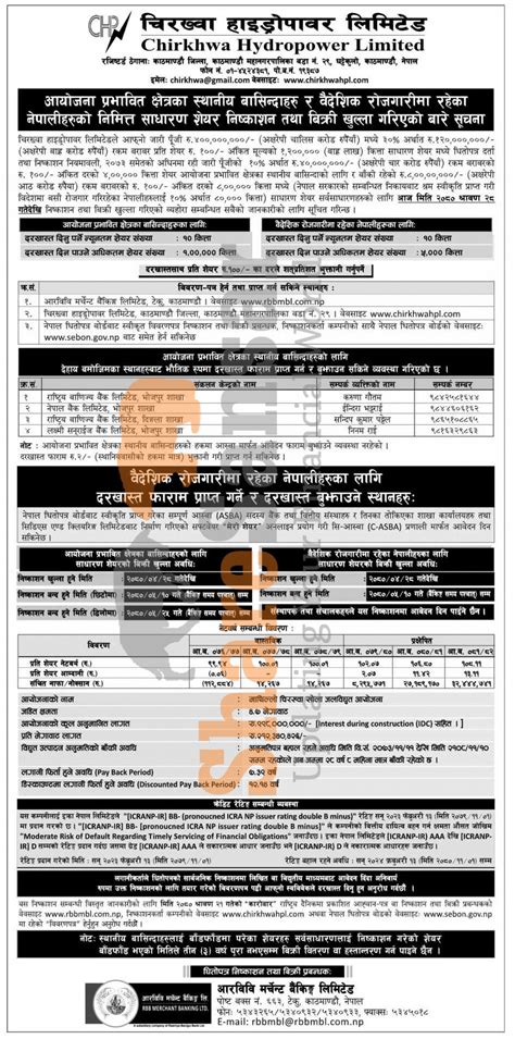 Chirkhwa Hydro Power Limited Is Opening Its Units Ipo Shares