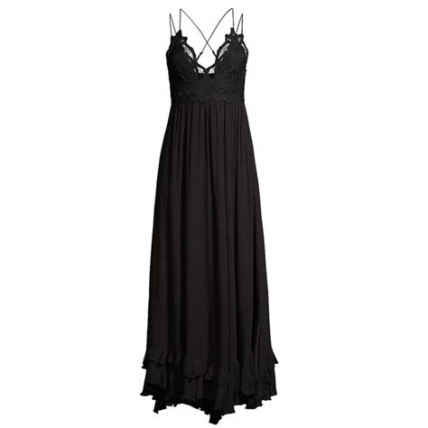 Free People Dresses Free People One Adella Maxi Slip Dress Black Xs