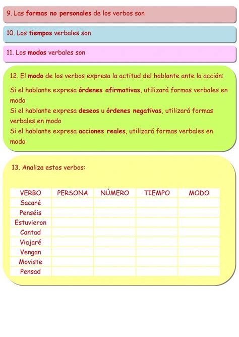 Tiempos Verbales Ficha Interactiva Verbos Verbal Sustantivos Images