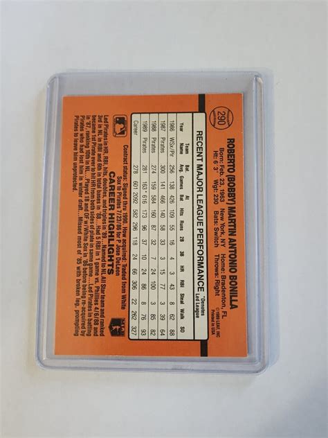 1990 Donruss Bobby Bonilla Error Card 290 No Dot INC EBay