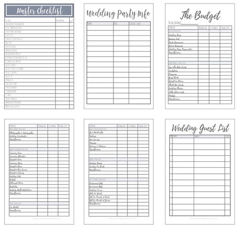 Wedding Planning Worksheets