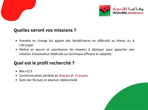 Wafa Ima Assistance Recrute Plusieurs Profils