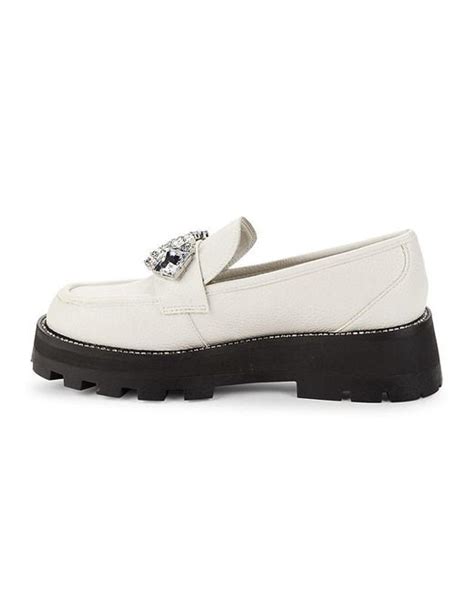 Karl Lagerfeld Marcia Embellished Leather Loafers In White Lyst