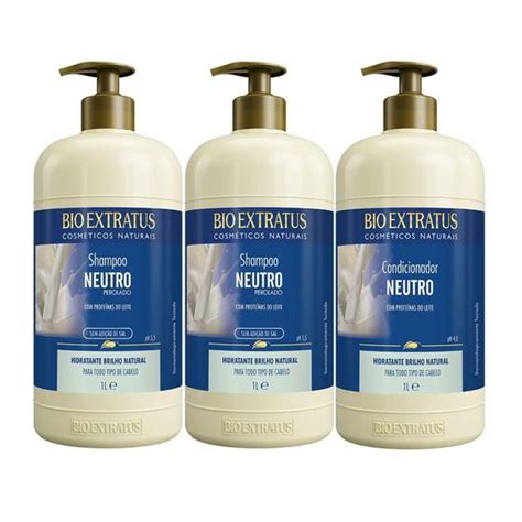 Kit Bio Extratus NEUTRO Brilho e proteção Natural 2x Shampoo 1x