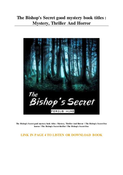 The Bishops Secret Good Mystery Book Titles Mystery Thriller An