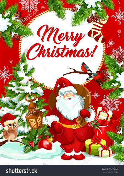 Merry Christmas Wishes Greeting Card Santa Stock Vector Royalty Free