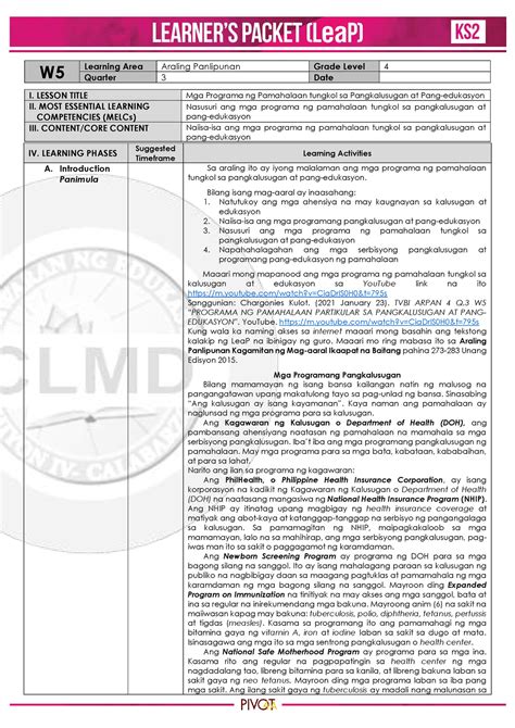 Lea P Ap G4 Week5 Q3 Na W Learning Area Araling Panlipunan Grade