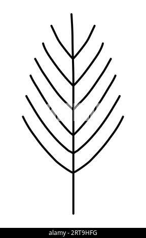 Simplified Christmas Tree Or Pine Doodle Style Flat Vector Outline