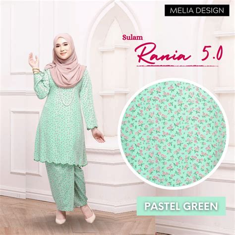 By Melia Design Baju Hot Raya Kurung Moden Riau Corak Bunga Cotton Ironless Premium Lembut