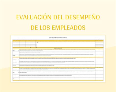 Plantilla De Excel Evaluaci N Del Desempe O De Los Empleados Y Hoja De