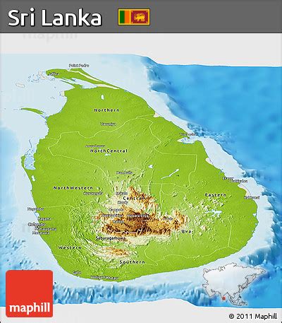 Free Physical Panoramic Map Of Sri Lanka Shaded Relief Outside