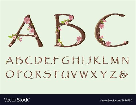 Cherry Blossom Font Royalty Free Vector Image Vectorstock